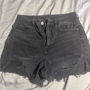 Women's Black Distressed Denim Shorts
